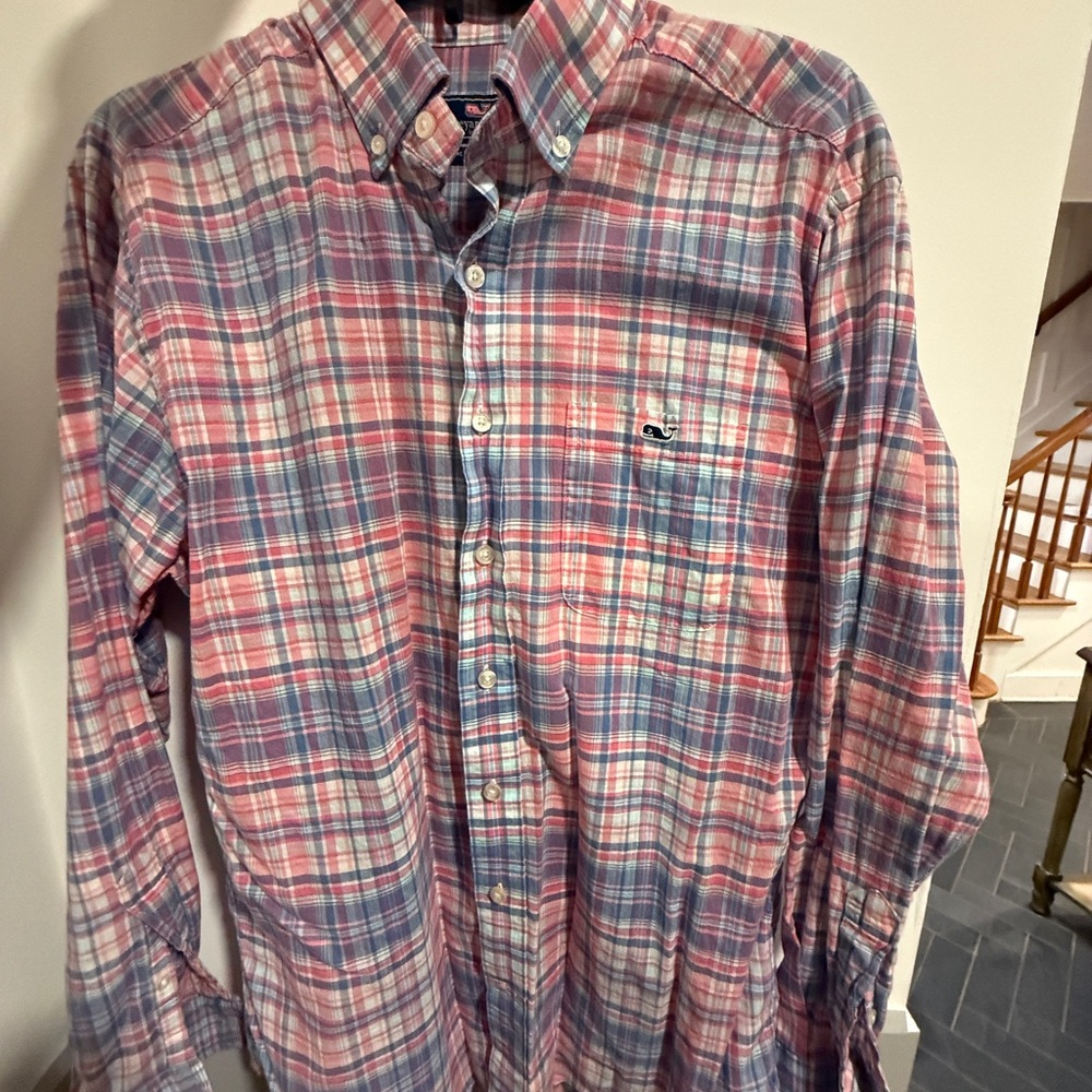 Vineyard Vines Men's Plaid Shirt - Red and Blue